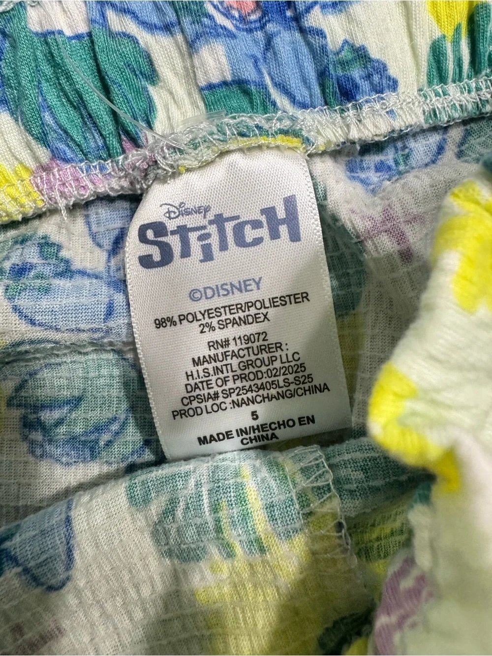 Disney Stitch Floral Print Lightweight Summer Set — Yellow, Blue, Green, Pink